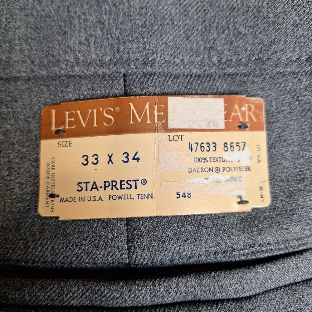 Vtg 1985 Levis Action Slacks Pants Mens 33x34 Gray NWT Deadstock Model 47633